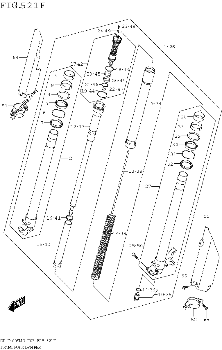 Diagrama de FRONT FORK DAMPER DR Z400SMM3 E33