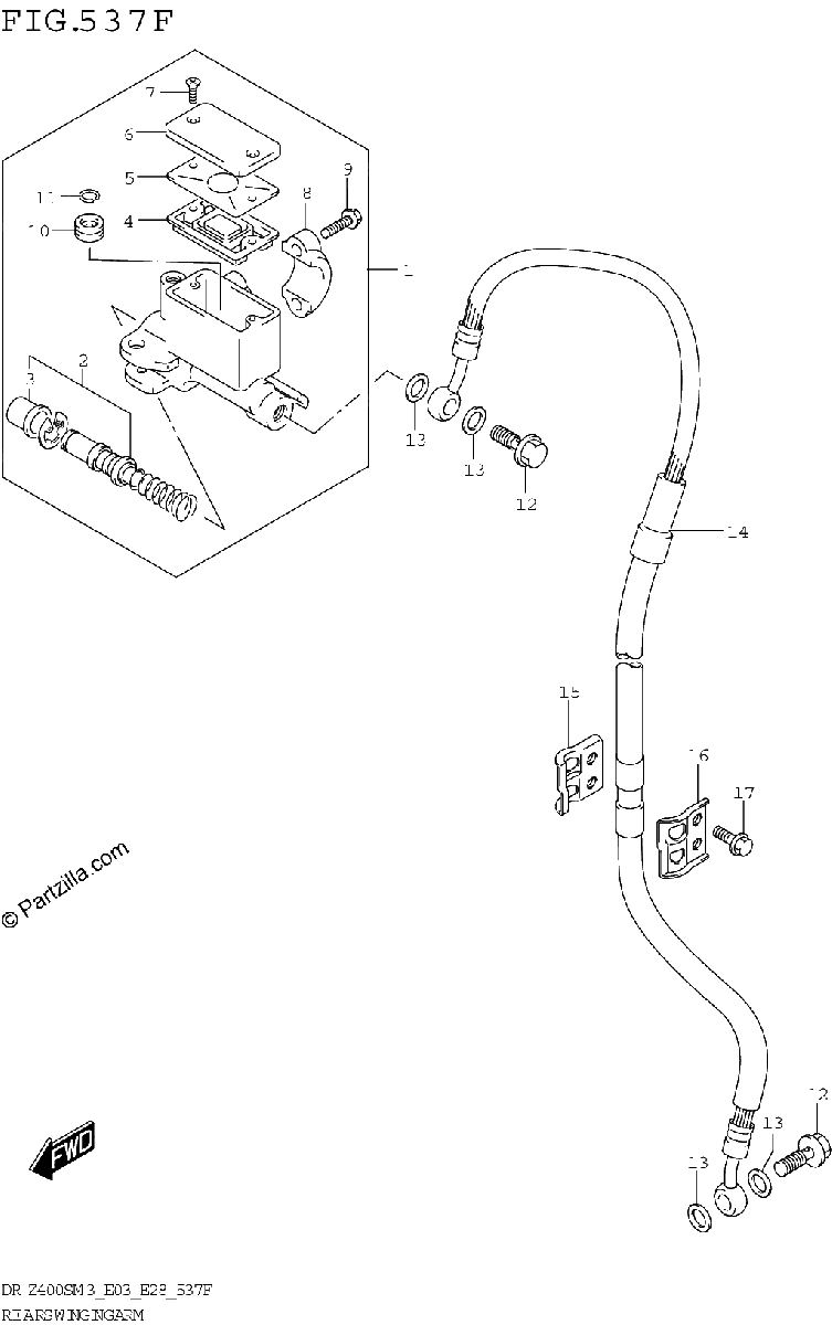 Diagrama de FRONT MASTER CYLINDER DR Z400SMM3 E33