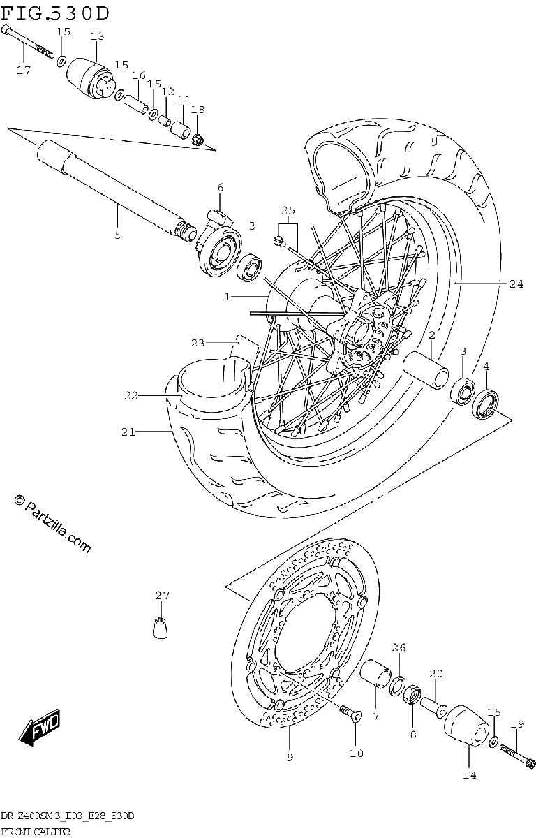 Diagrama de FRONT WHEEL DR Z400SMM3 E03