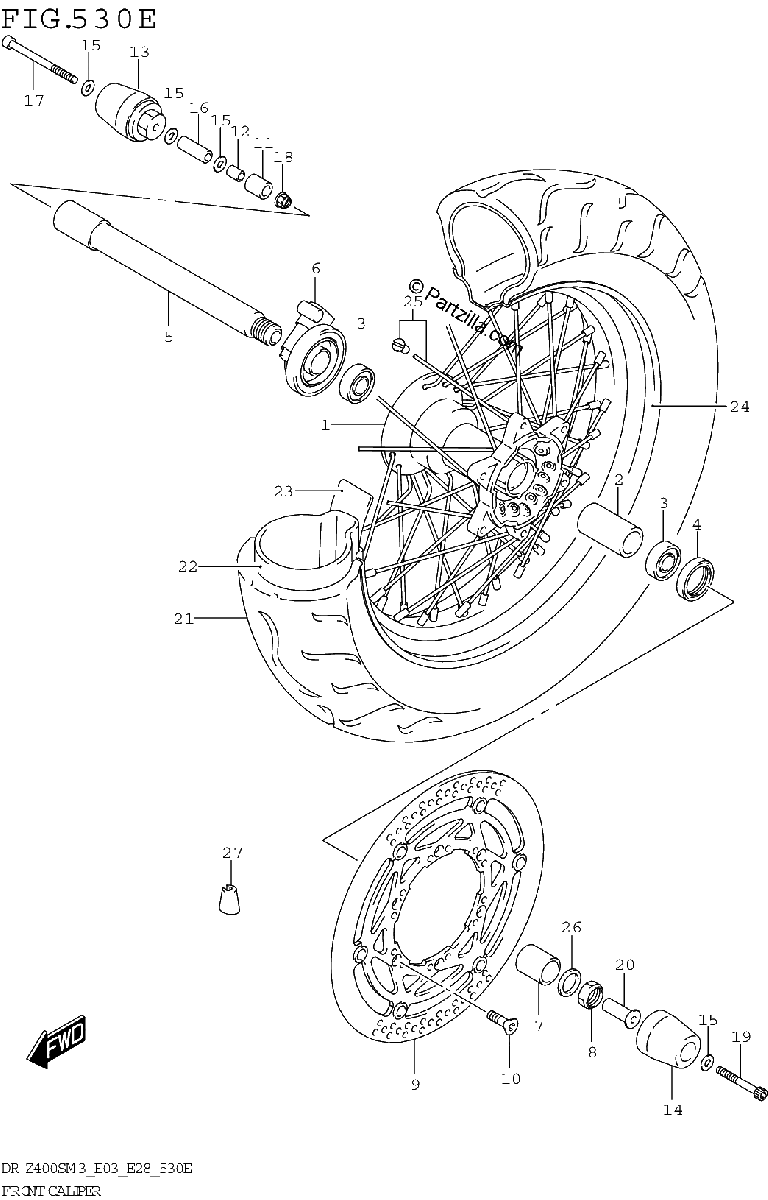 Diagrama de FRONT WHEEL DR Z400SMM3 E28