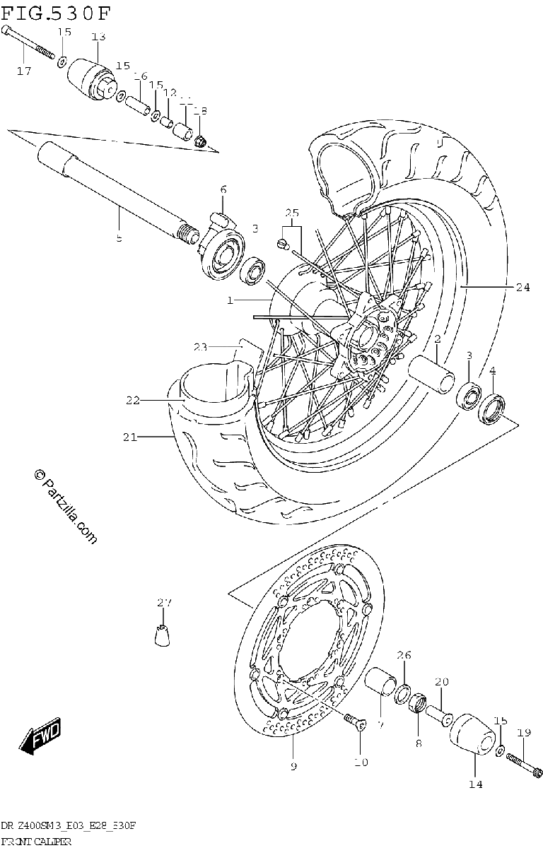 Diagrama de FRONT WHEEL DR Z400SMM3 E33