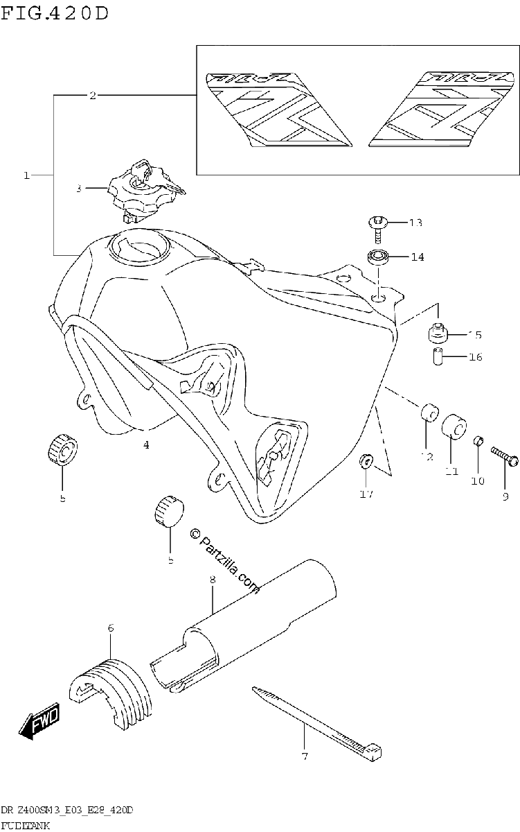 Diagrama de FUEL TANK DR Z400SMM3 E03