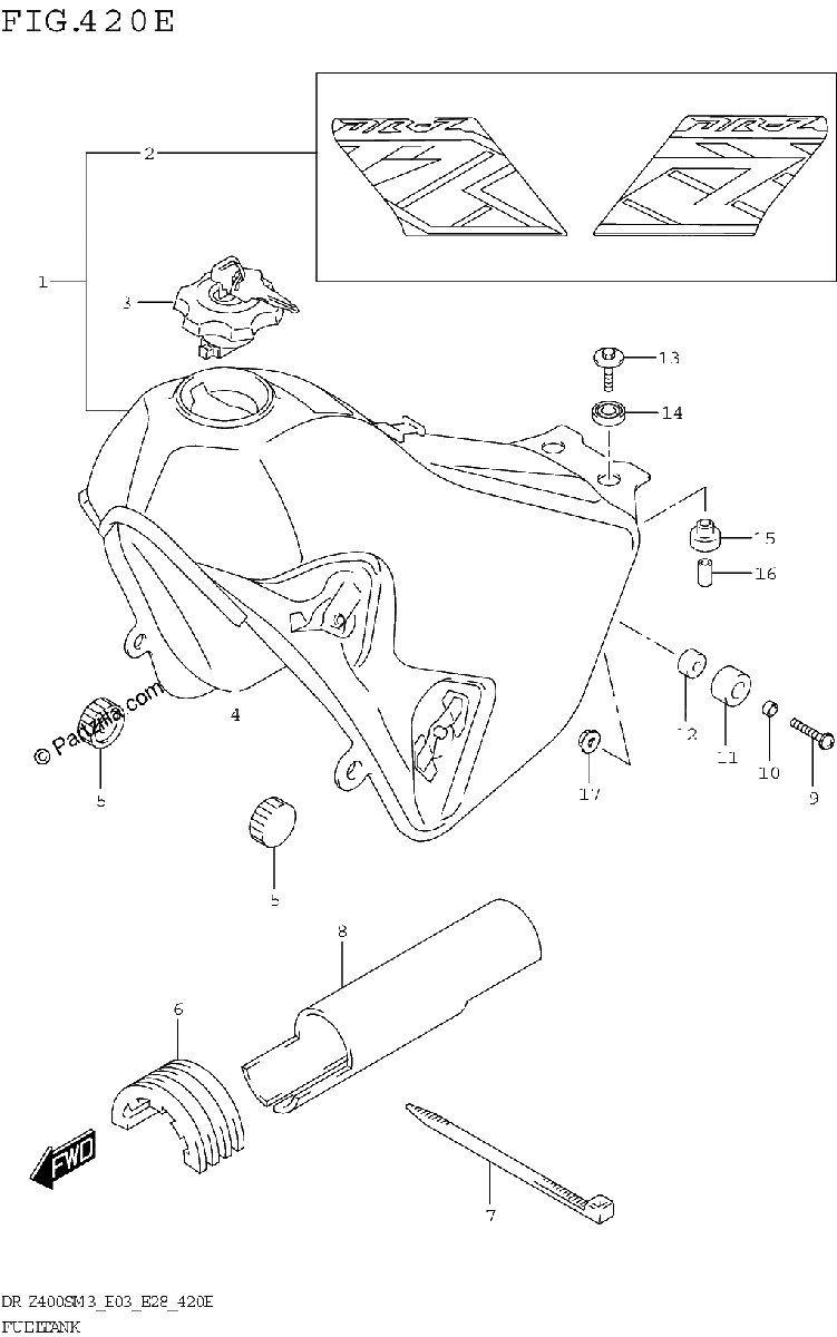Diagrama de FUEL TANK DR Z400SMM3 E28