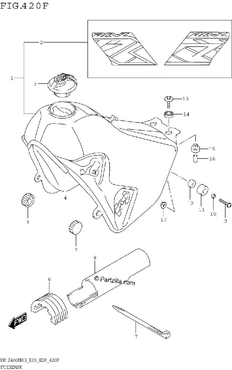 Diagrama de FUEL TANK DR Z400SMM3 E33