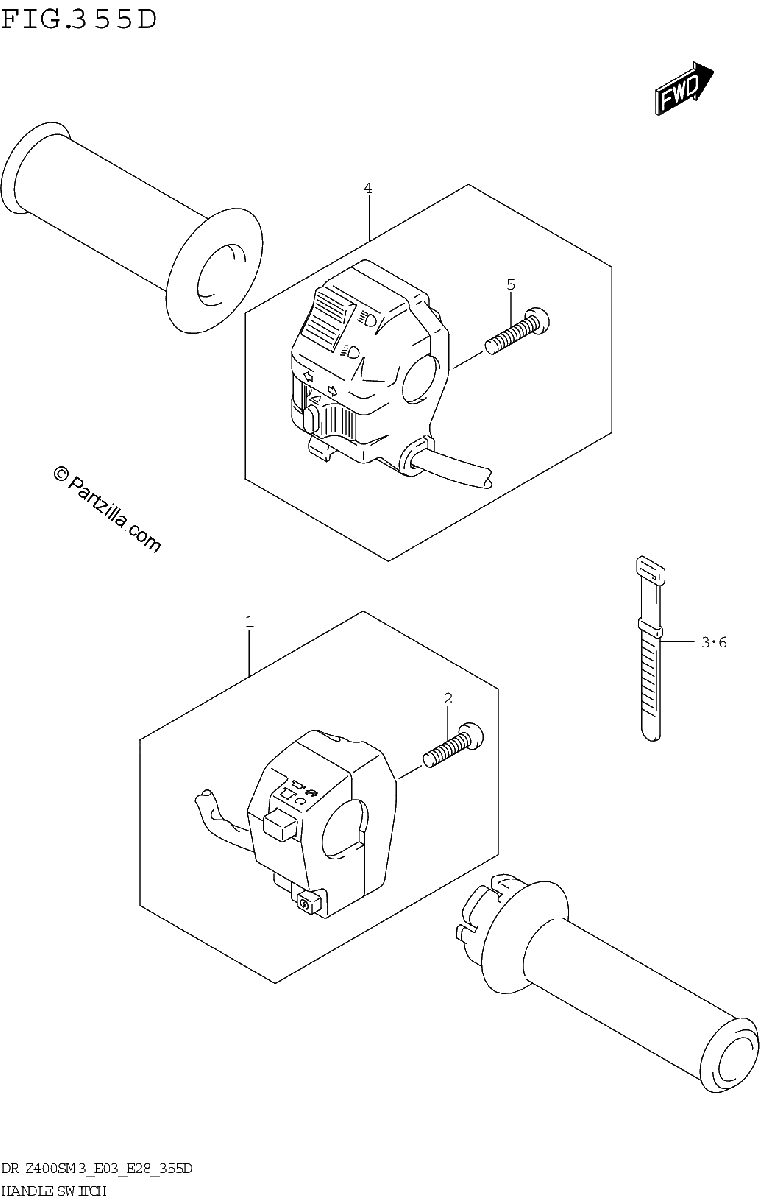Diagrama de HANDLE SWITCH DR Z400SMM3 E03