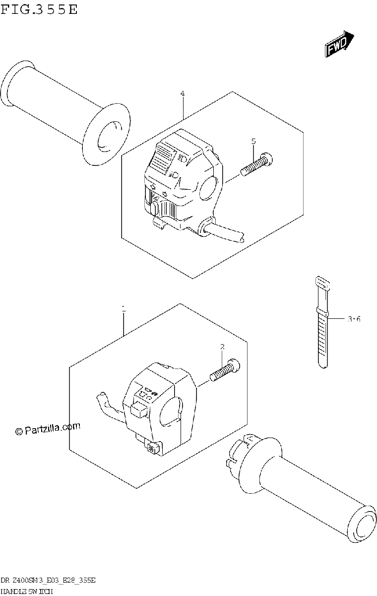 Diagrama de HANDLE SWITCH DR Z400SMM3 E28