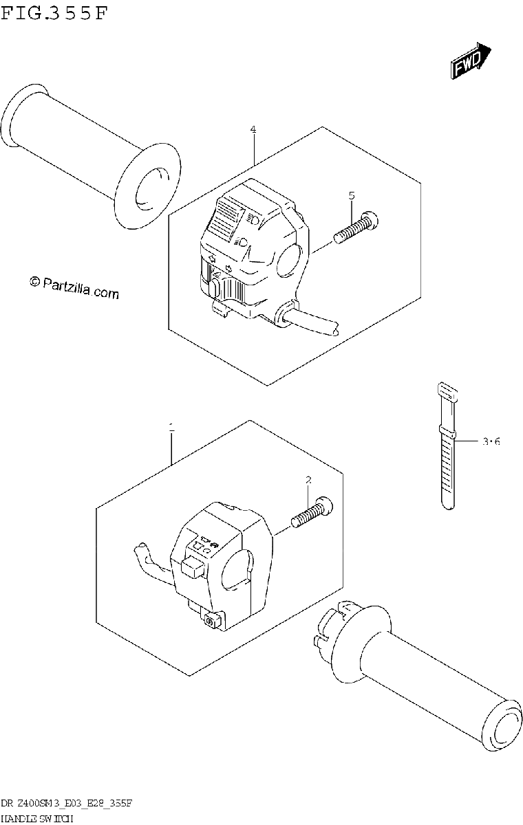 Diagrama de HANDLE SWITCH DR Z400SMM3 E33
