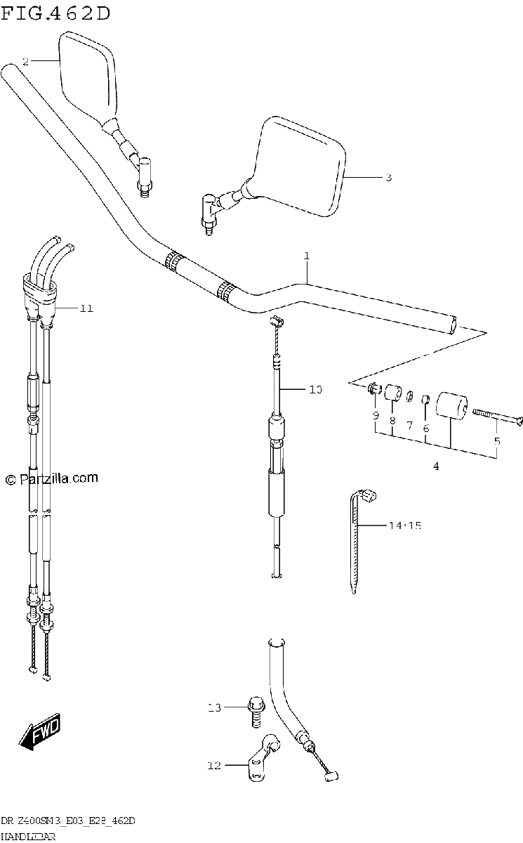 Diagrama de HANDLEBAR DR Z400SMM3 E03