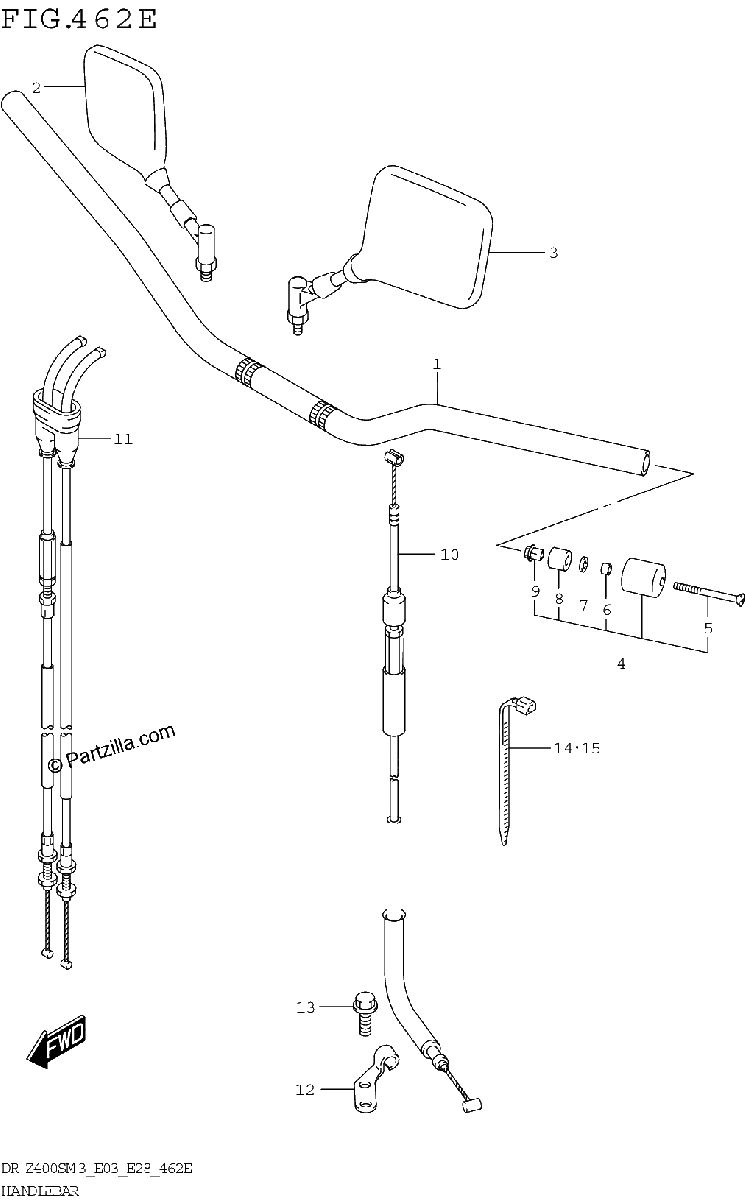 Diagrama de HANDLEBAR DR Z400SMM3 E28