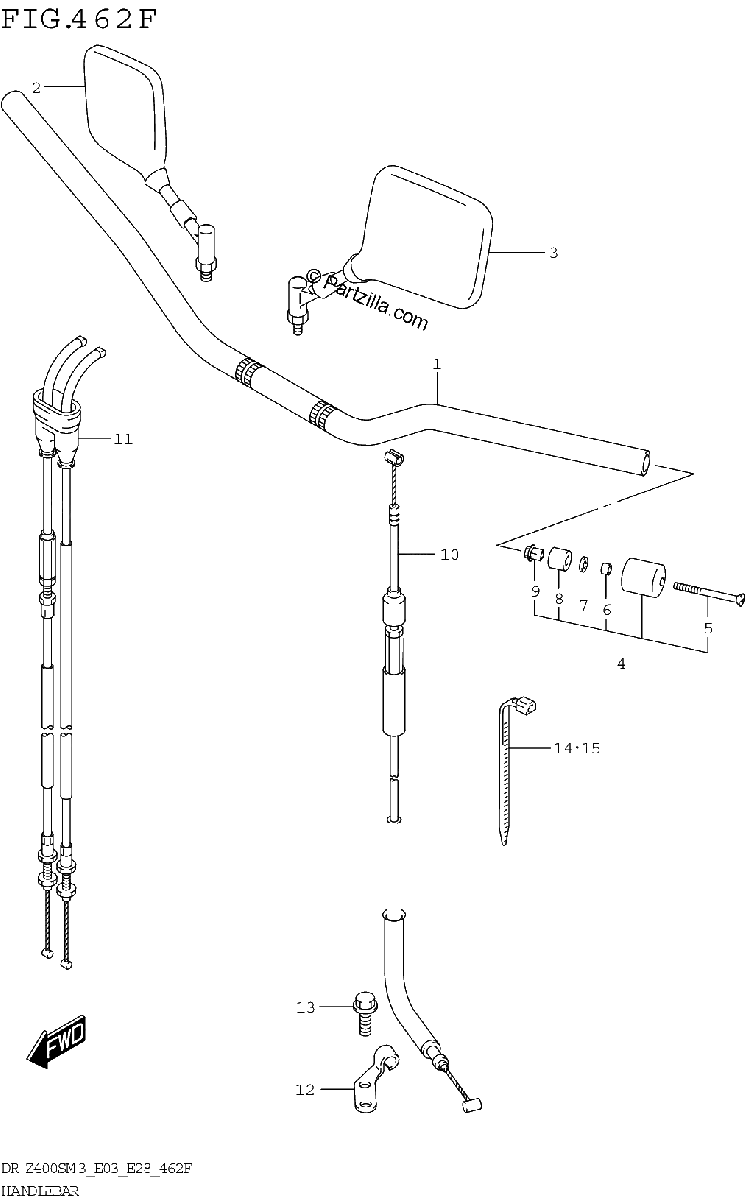 Diagrama de HANDLEBAR DR Z400SMM3 E33