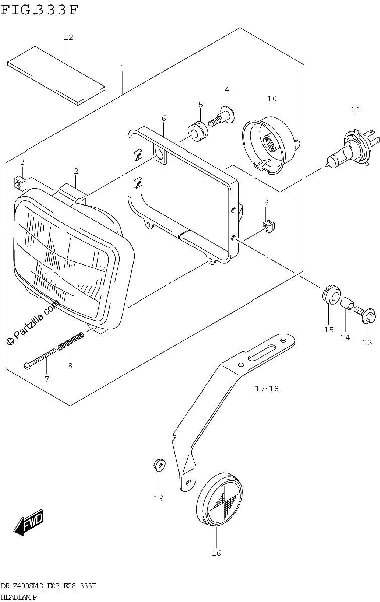 Diagrama de HEADLAMP DR Z400SMM3 E33
