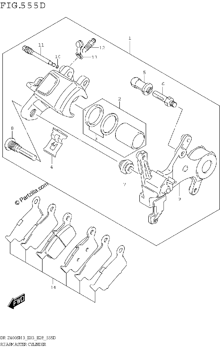 Diagrama de REAR CALIPER DR Z400SMM3 E03