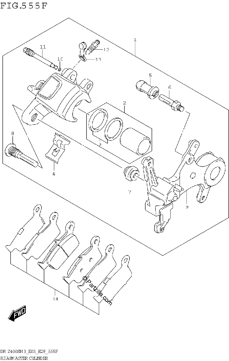Diagrama de REAR CALIPER DR Z400SMM3 E33