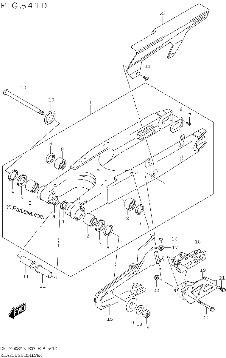 Diagrama de REAR SWINGINGARM DR Z400SMM3 E03