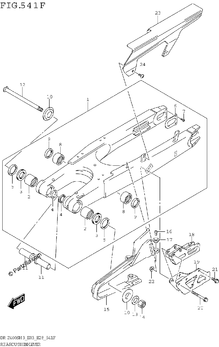 Diagrama de REAR SWINGINGARM DR Z400SMM3 E33
