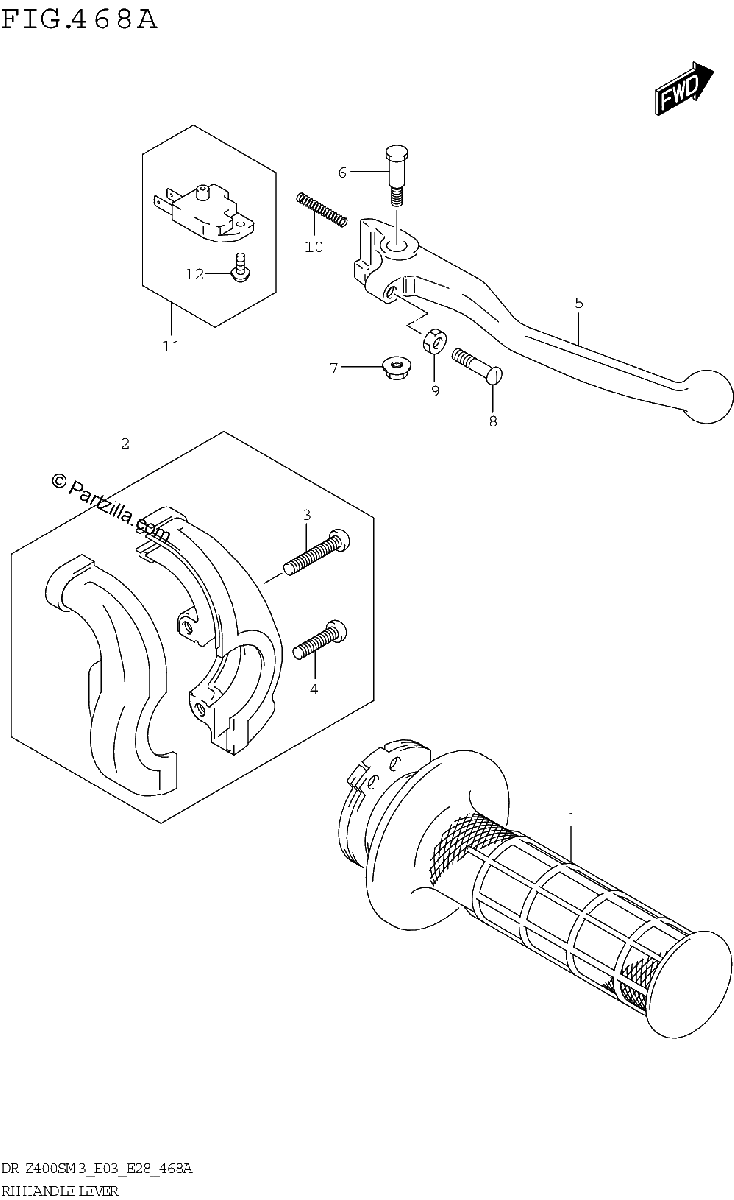 Diagrama de RH HANDLE LEVER