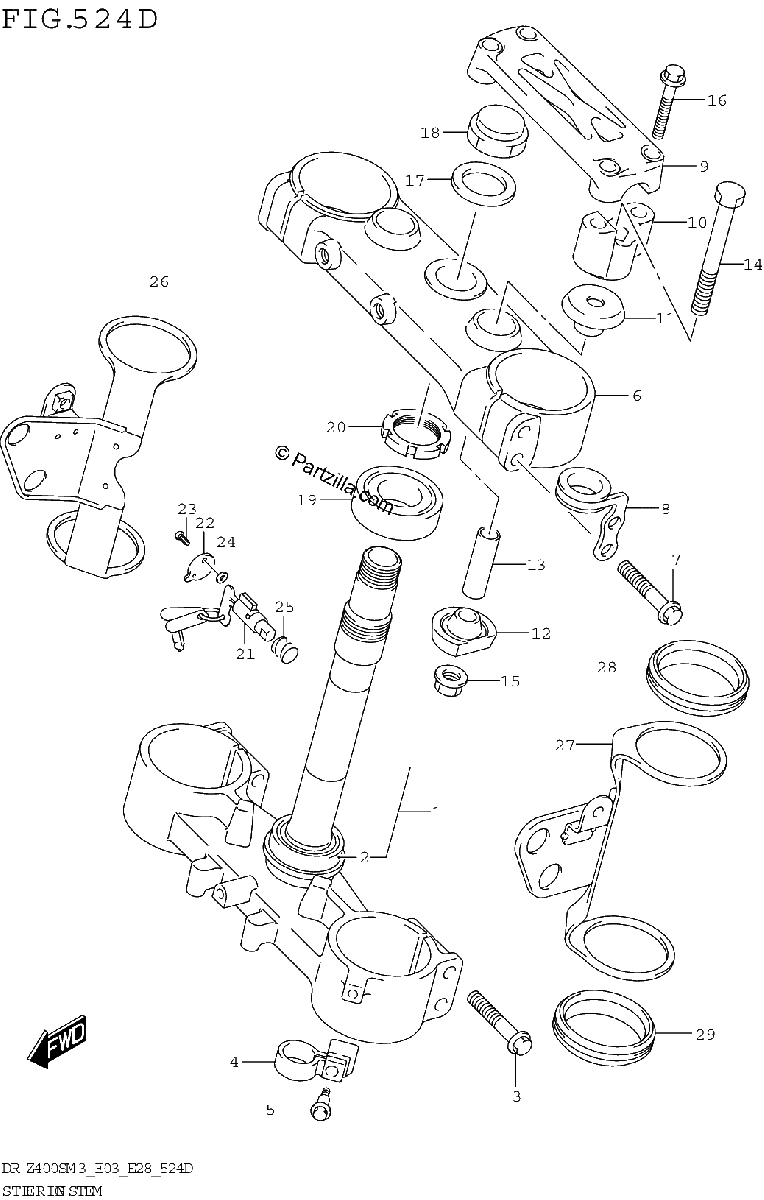 Diagrama de STEERING STEM DR Z400SMM3 E03