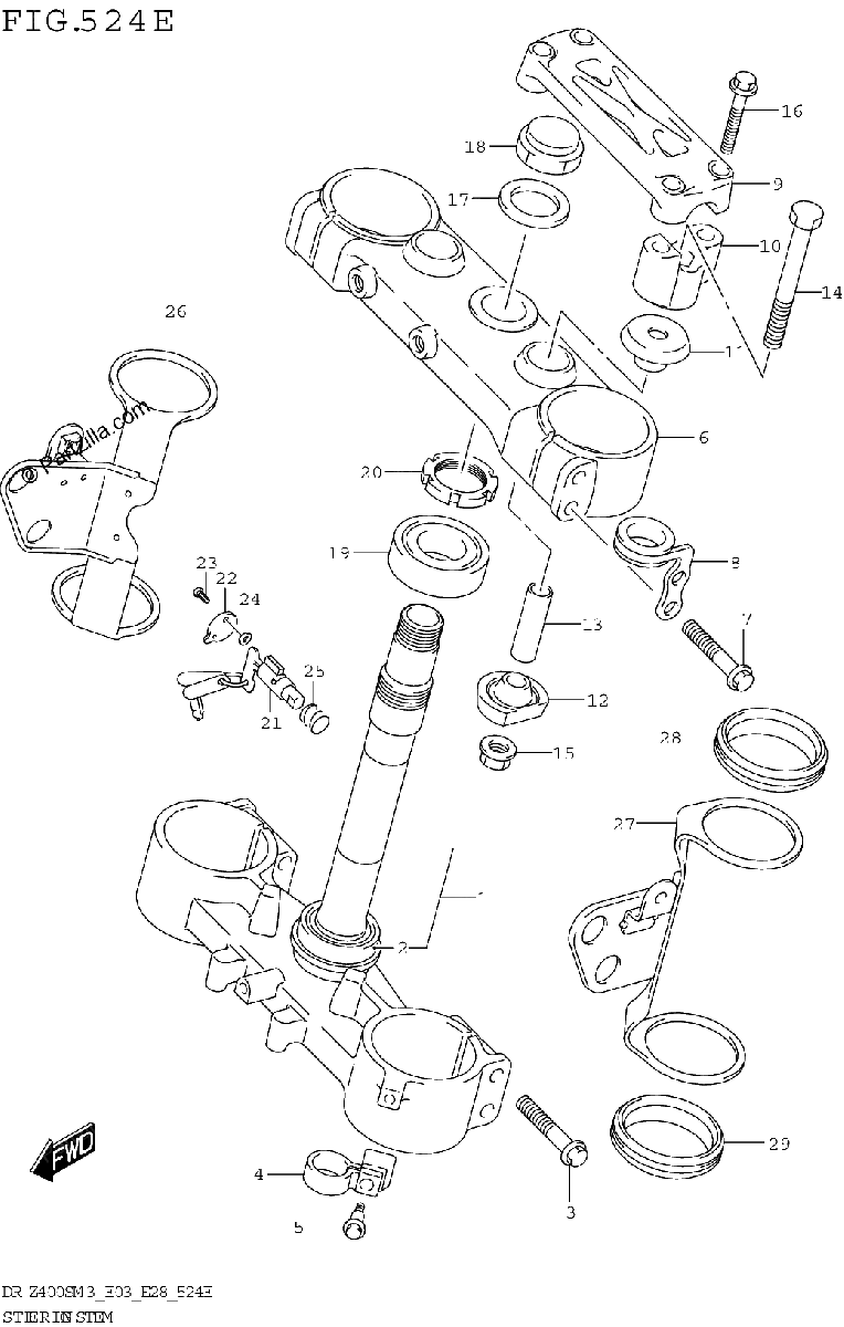 Diagrama de STEERING STEM DR Z400SMM3 E28