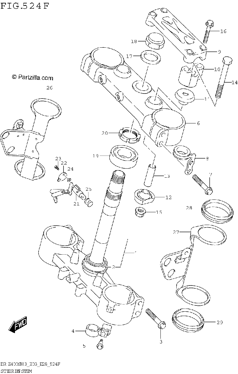 Diagrama de STEERING STEM DR Z400SMM3 E33