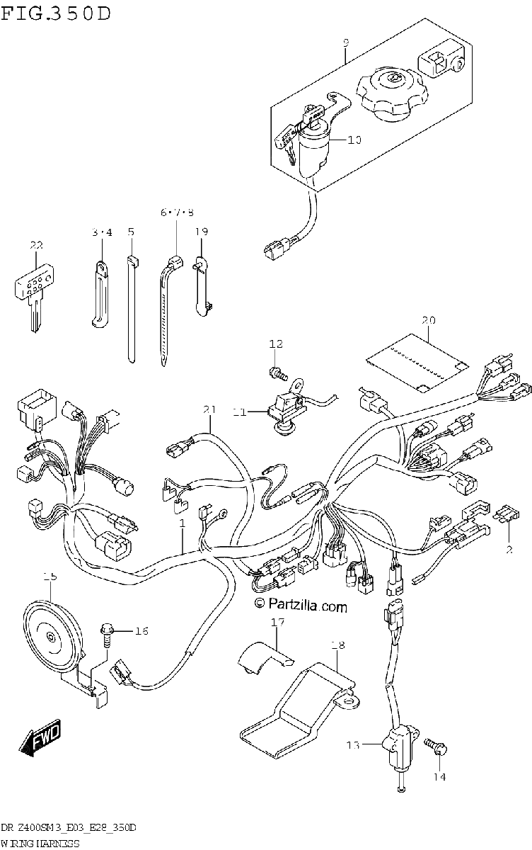 Diagrama de WIRING HARNESS DR Z400SMM3 E03