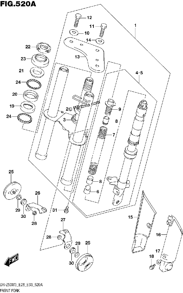 Diagrama de FRONT FORK E28