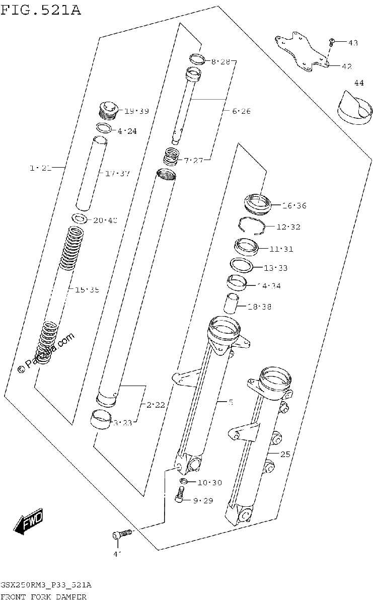 Diagrama de FRONT FORK DAMPER