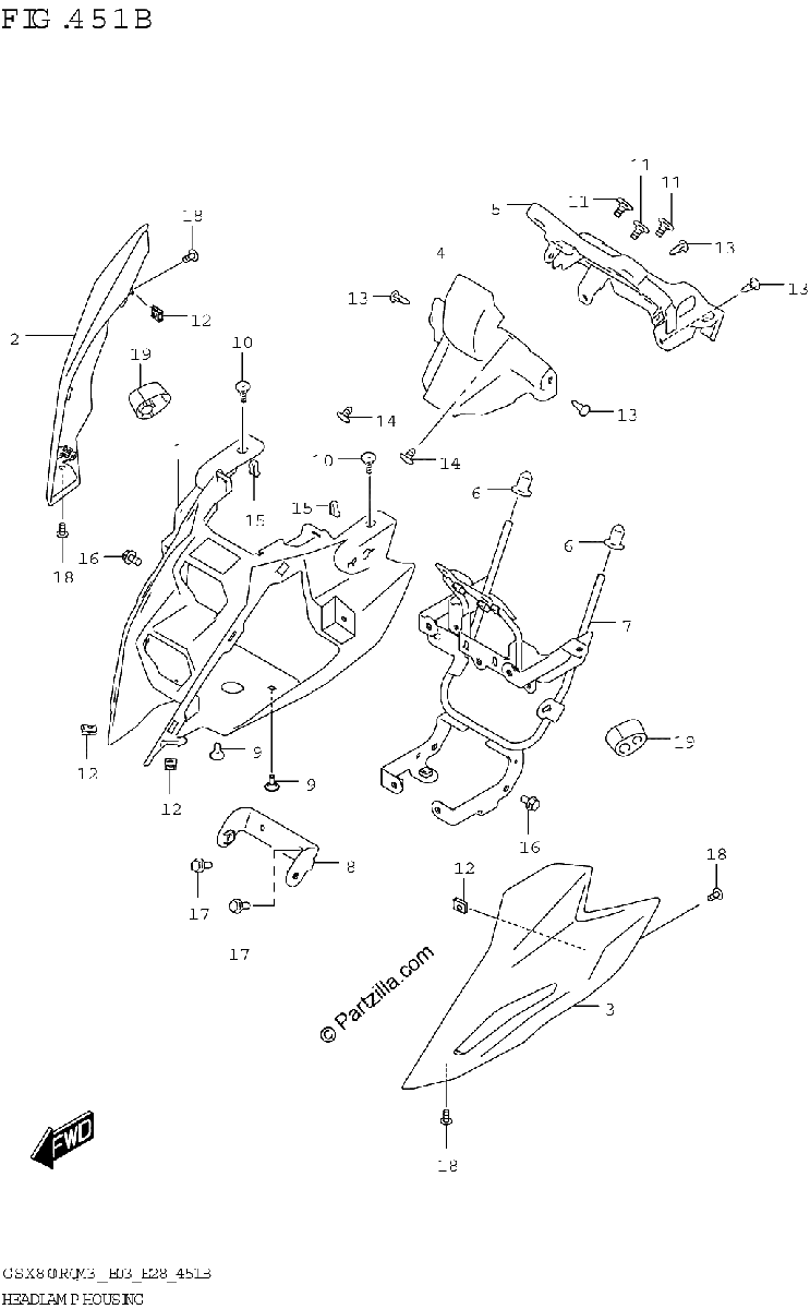 Diagrama de HEADLAMP HOUSING
