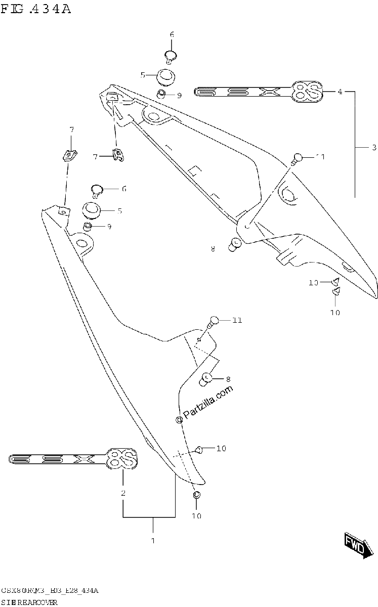 Diagrama de SIDE REAR COVER