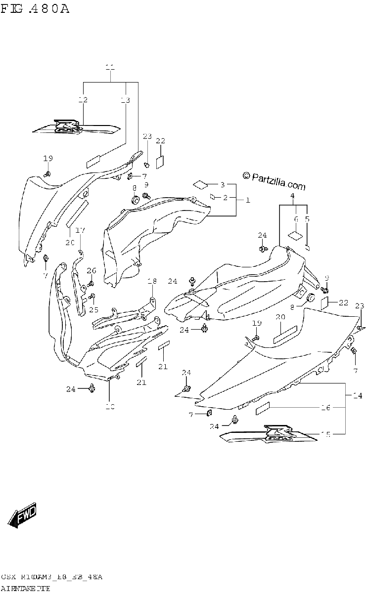 Diagrama de AIR INTAKE PIPE GSX R1000A