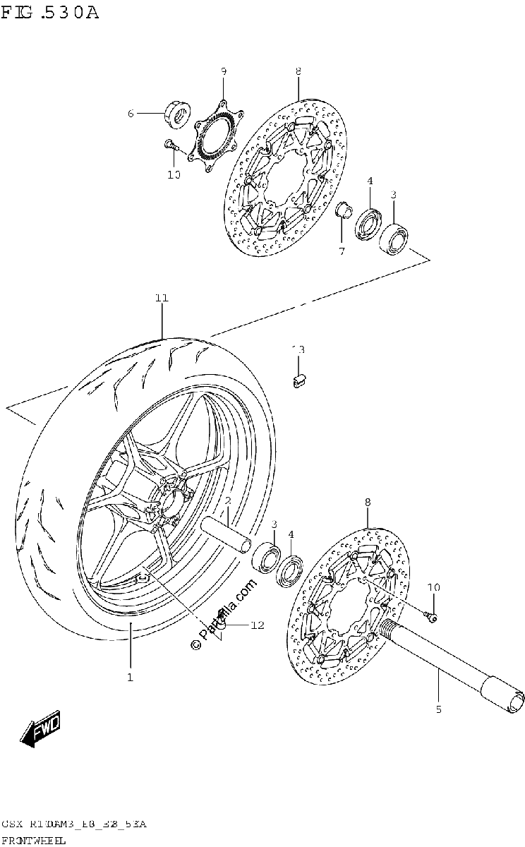 Diagrama de FRONT WHEEL GSX R1000A