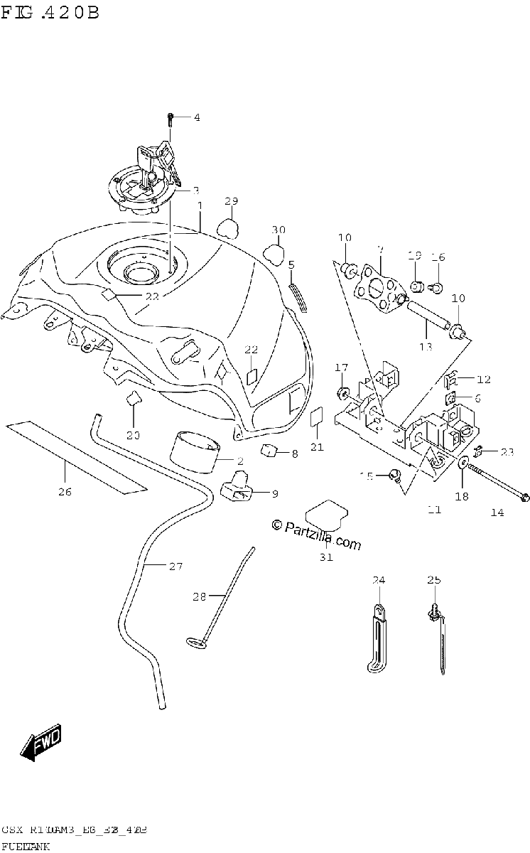 Diagrama de FUEL TANK GSX R1000A E33