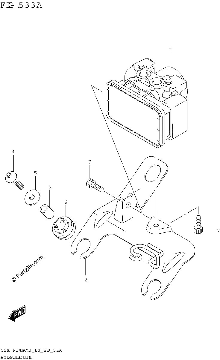 Diagrama de HYDRAULIC UNIT GSX R1000A