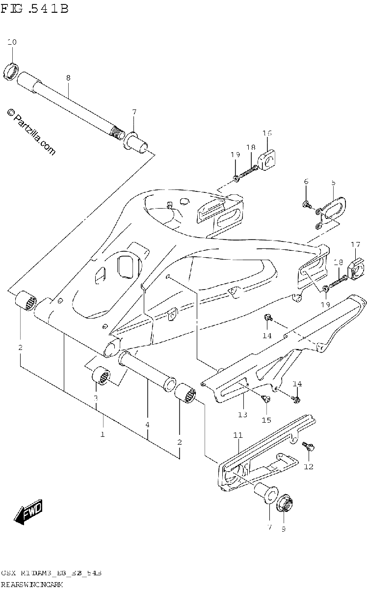 Diagrama de REAR SWINGINGARM GSX R1000A