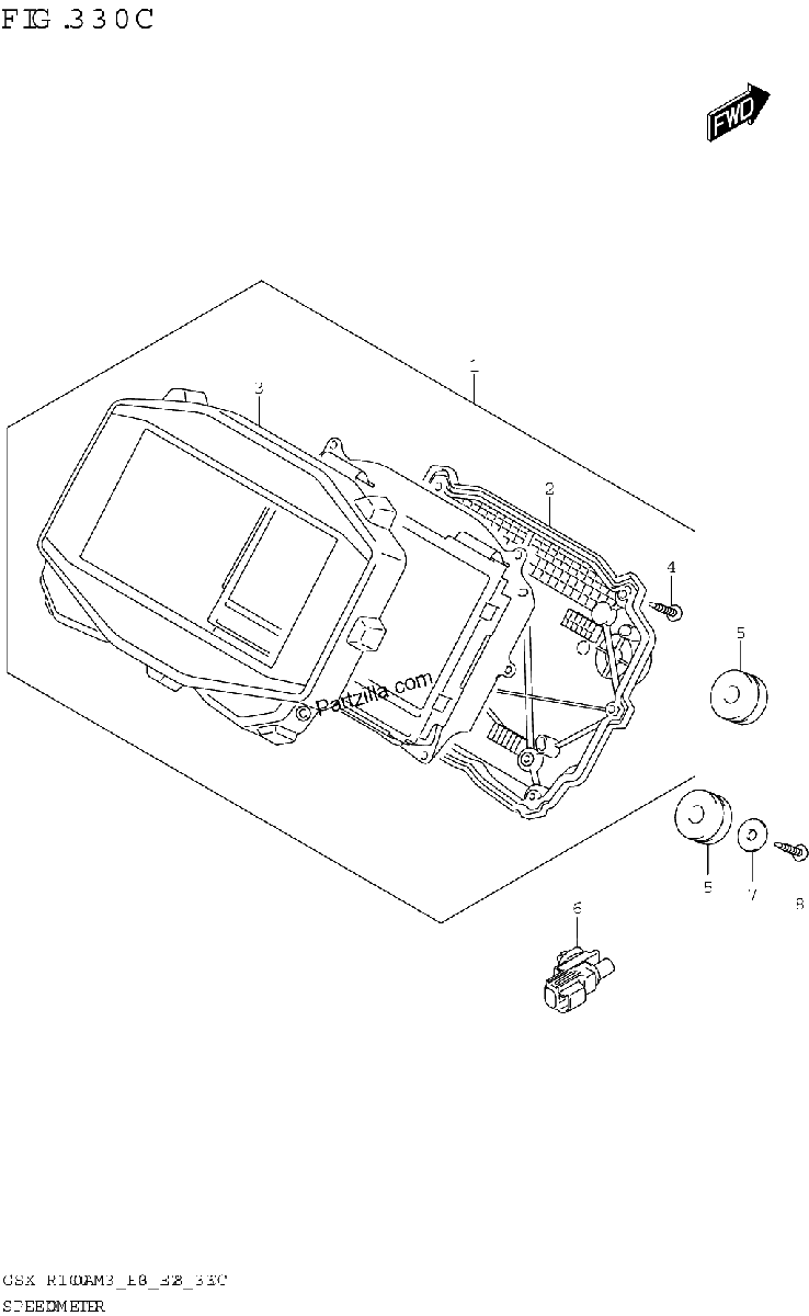 Diagrama de SPEEDOMETER GSX R1000A E03 E33