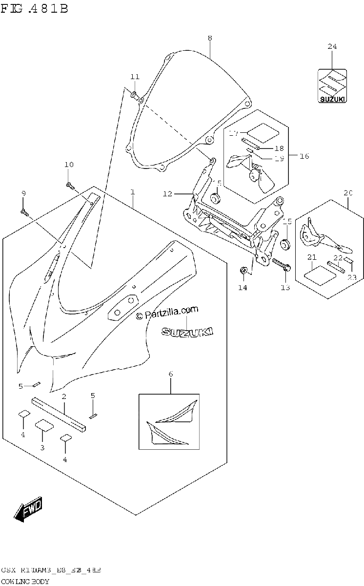Diagrama de COWLING BODY GSX R1000RA