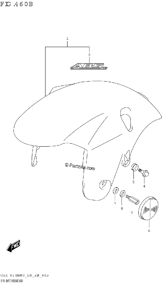Diagrama de FRONT FENDER GSX R1000RA