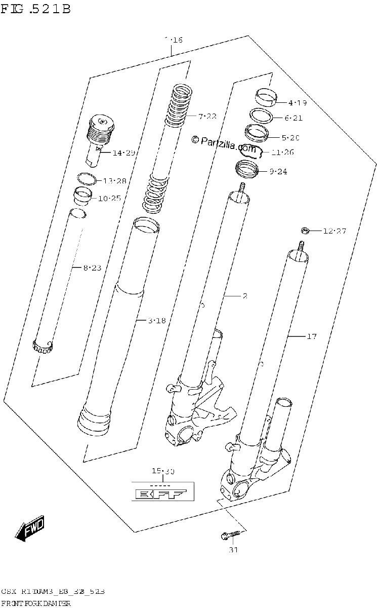 Diagrama de FRONT FORK DAMPER GSX R1000RA GSX R1000RZA