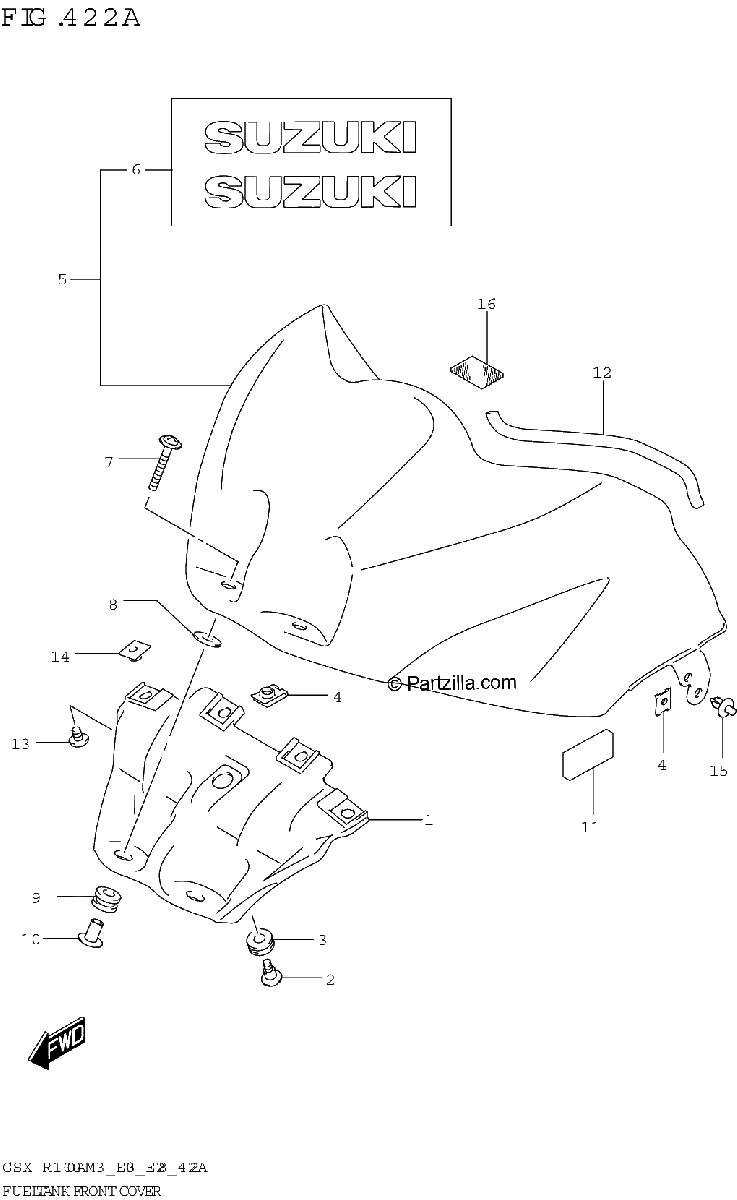 Diagrama de FUEL TANK FRONT COVER GSX R1000A GSX R1000RA E03 E28