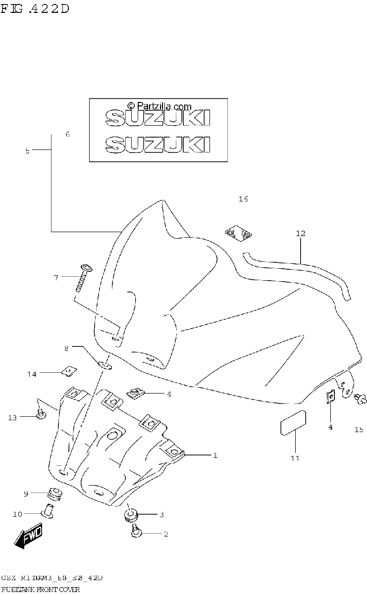 Diagrama de FUEL TANK FRONT COVER GSX R1000RZA E33