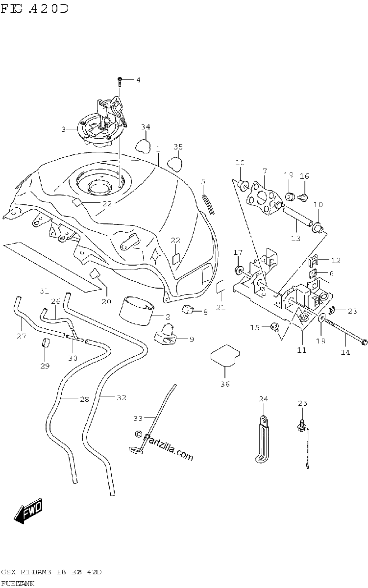 Diagrama de FUEL TANK GSX R1000RA E03 E28