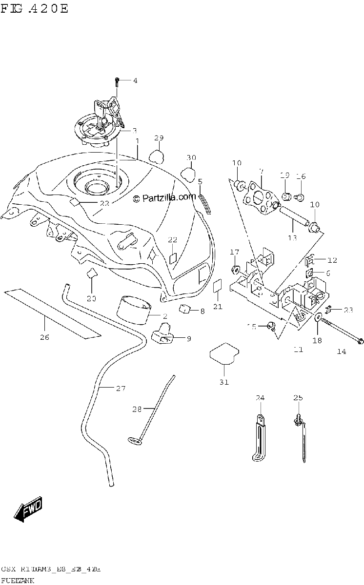 Diagrama de FUEL TANK GSX R1000RA E33