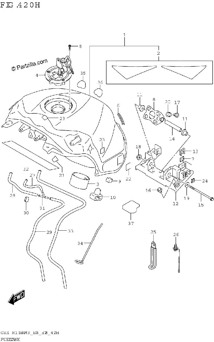 Diagrama de FUEL TANK GSX R1000RZA E03 E28