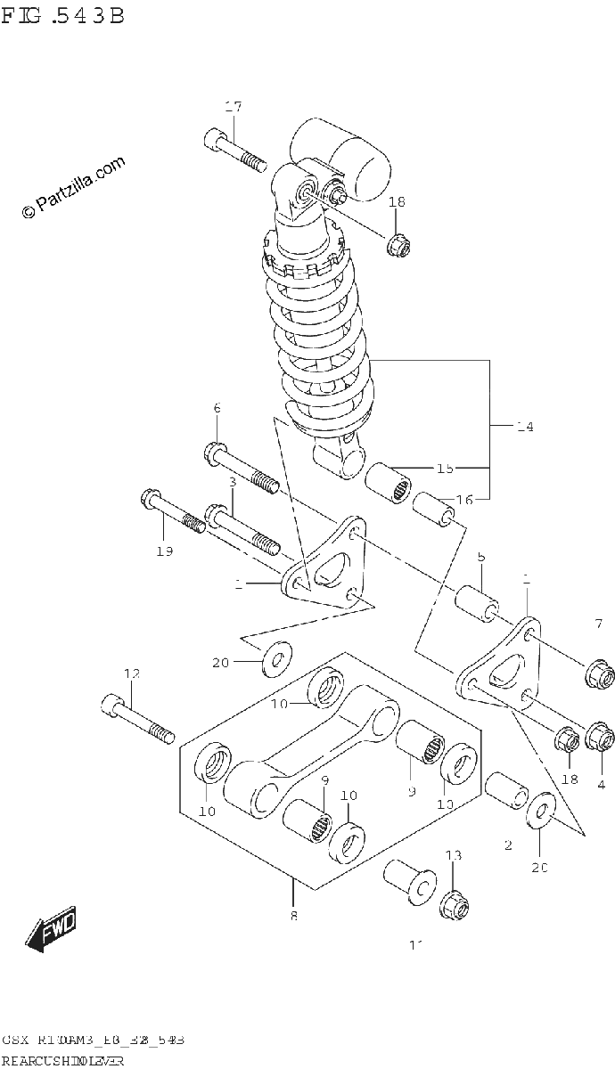 Diagrama de REAR CUSHION LEVER GSX R1000A