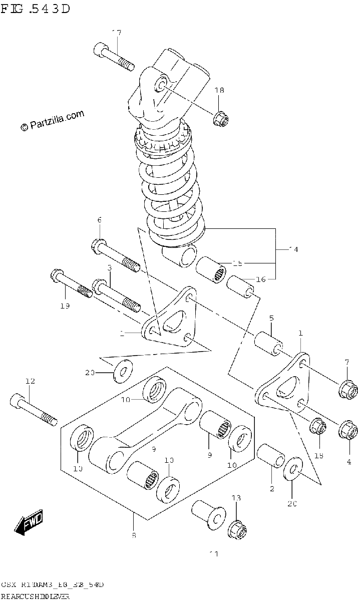 Diagrama de REAR CUSHION LEVER GSX R1000RA GSX R1000RZA