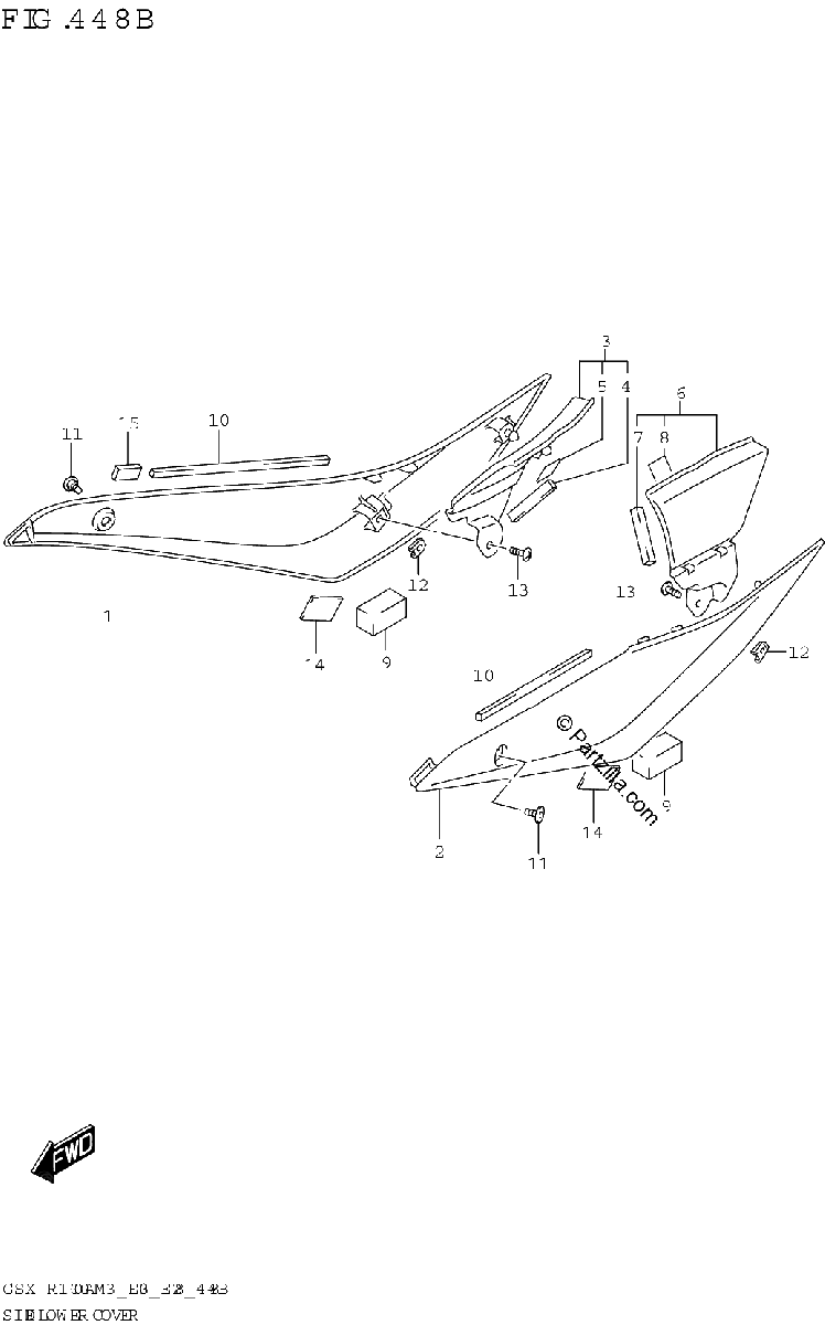 Diagrama de SIDE LOWER COVER GSX R1000RA