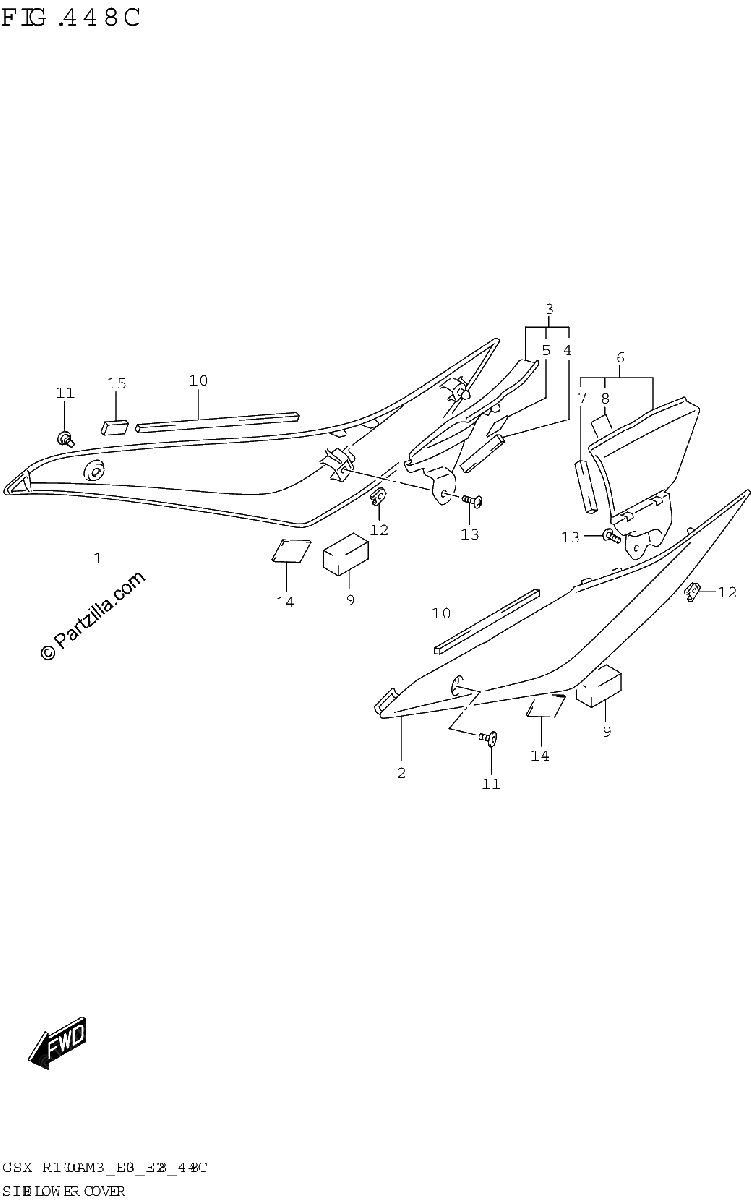 Diagrama de SIDE LOWER COVER GSX R1000RZA