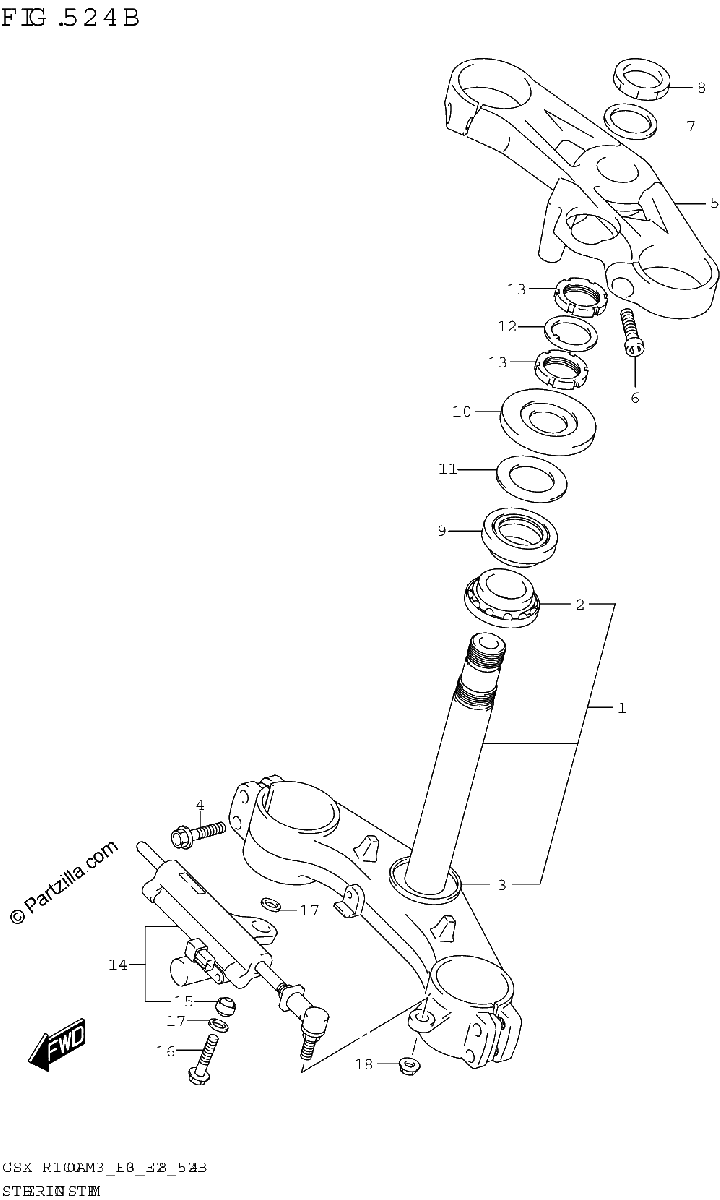 Diagrama de STEERING STEM GSX R1000RA GSX R1000RZA
