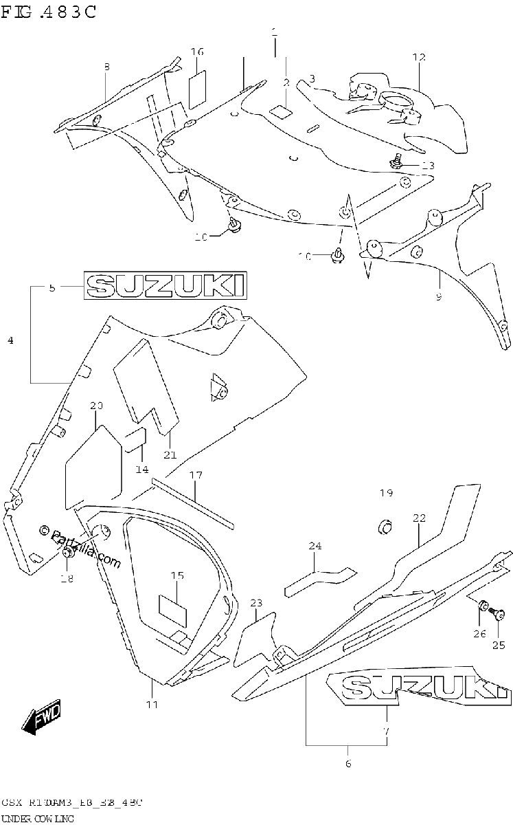 Diagrama de UNDER COWLING GSX R1000RZA