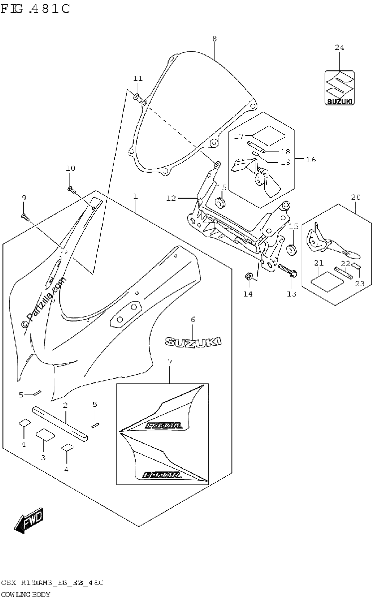 Diagrama de COWLING BODY GSX R1000RZA