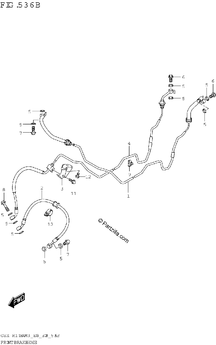 Diagrama de FRONT BRAKE HOSE GSX R1000RA GSX R1000RZA